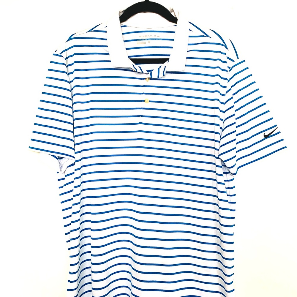 Nike Golf Polo , Large / White w/ Blue Stripes